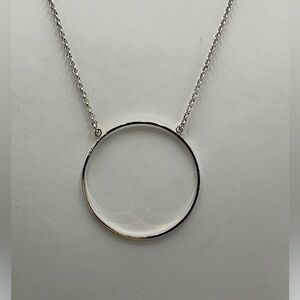 Lele Sadoughi Circle Pendant 18" Necklace Silver Tone Round Dainty Chain